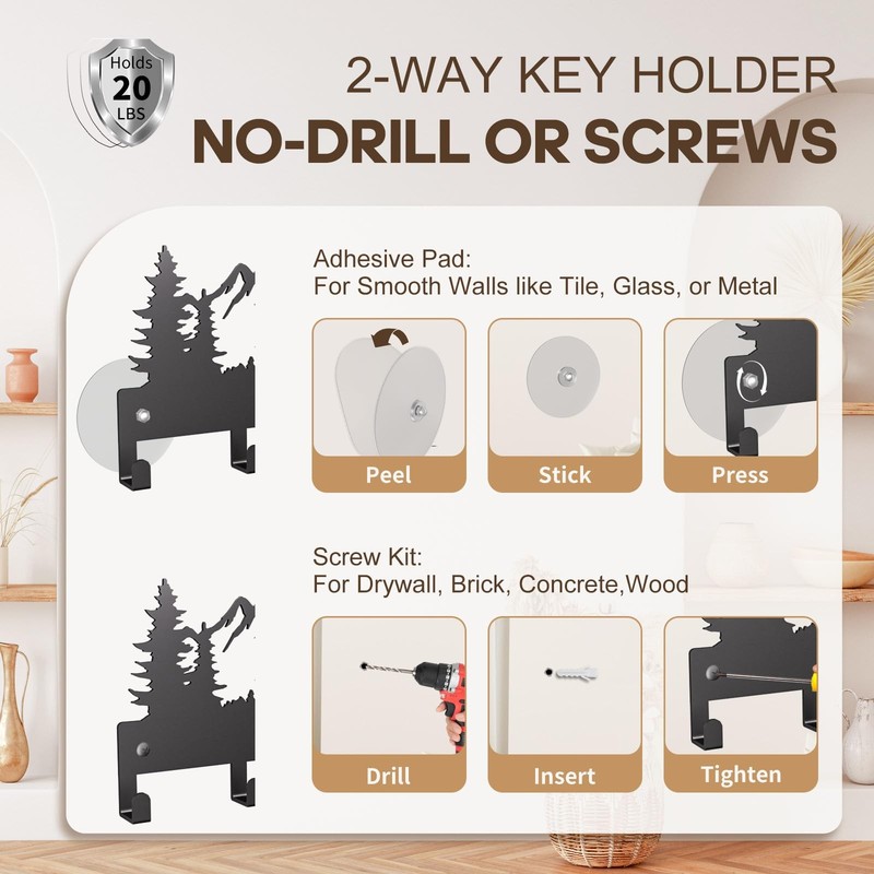 2 Pack Key Holder Wall Mount with 14 Key Hooks, 12"x5.7" 20LB Metal Key Hange... gallery