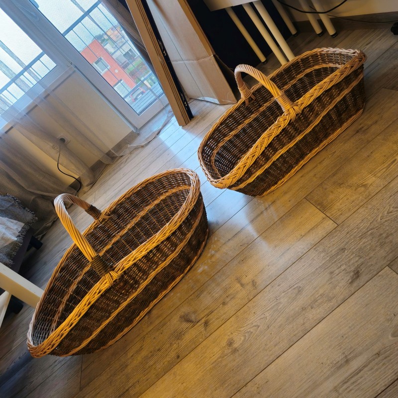 Set of 2 Wicker Baskets Handwoven Willow Rustic Storage Home Decor Farmhouse gallery