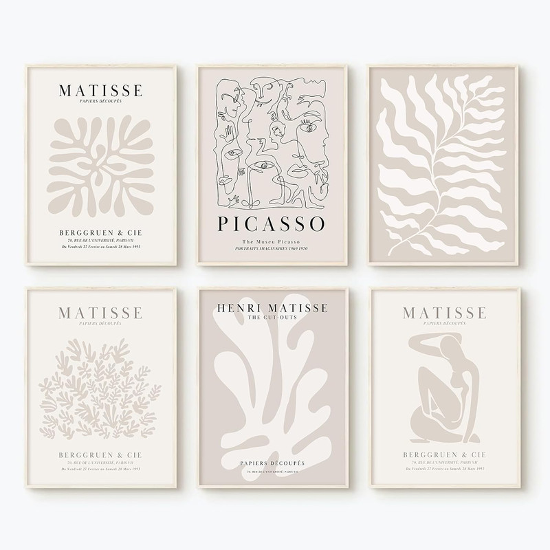 Henri Matisse Wall Art Prints Flower Abstract Canvas Pictures Aesthetic Beige Wa