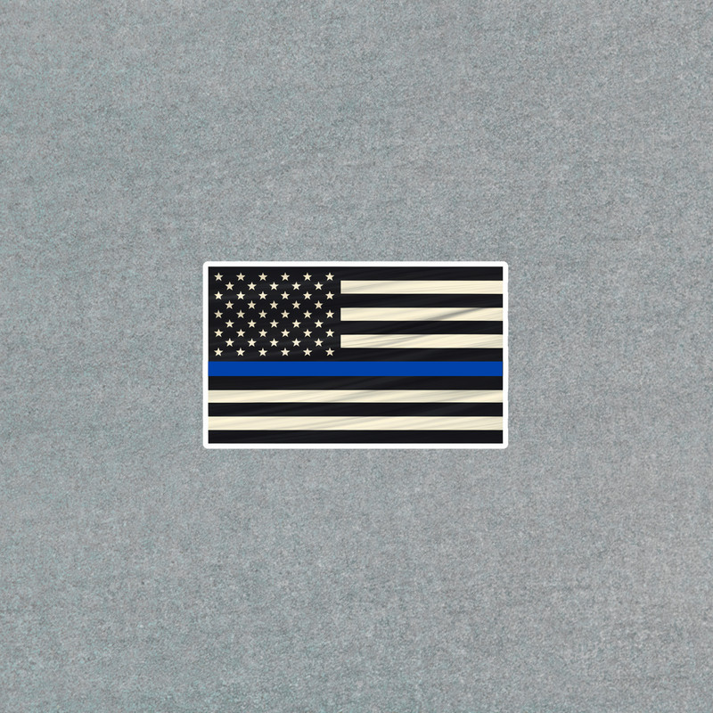 Thin Blue Line American Flag Decal – Support Police Law Enforcement Sticker #353