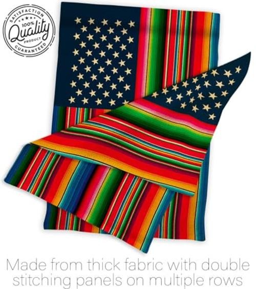 Mexican Serape Blanket American Burlap Flag House 2 Pcs Pack Burlap Wall gallery