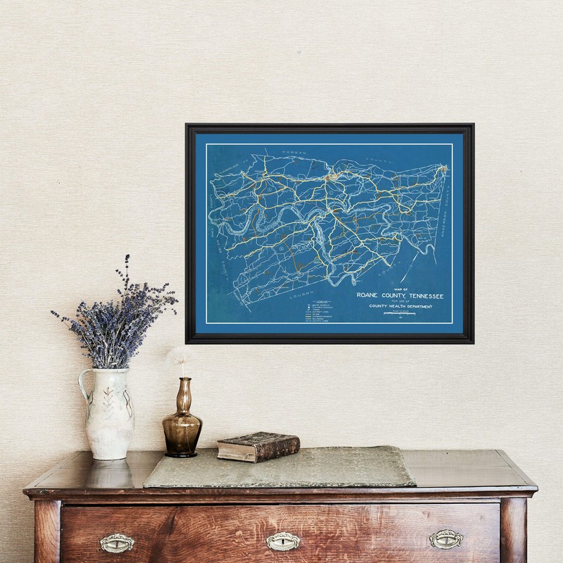 Old Map of Roane County, TN 1930 - Vintage Tennessee Art gallery