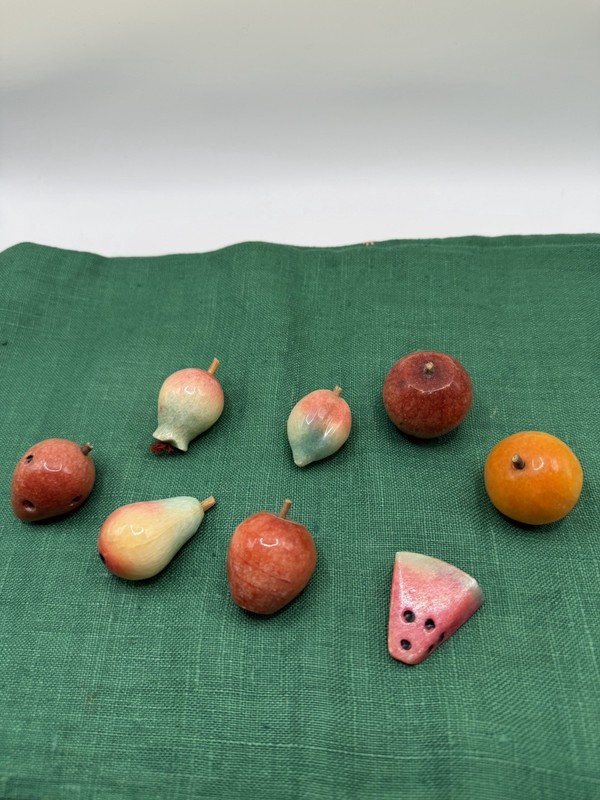 Vintage Mini Alabaster Italian carved marble fruit. One is damaged. gallery