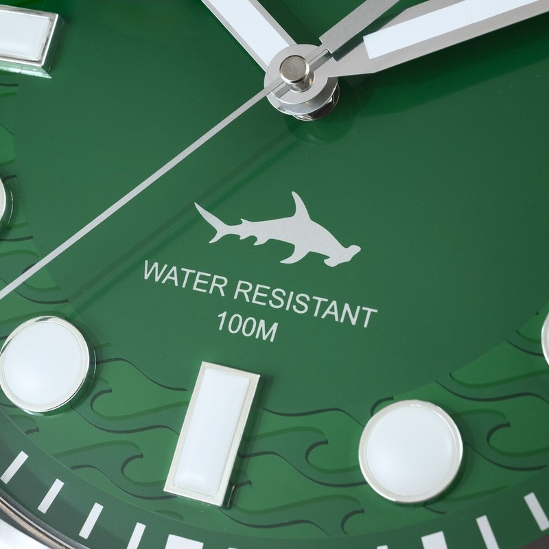invicta Hammered Shark SS Pro Diver 14 Inch Green Face & Dial Wall Clock 37776