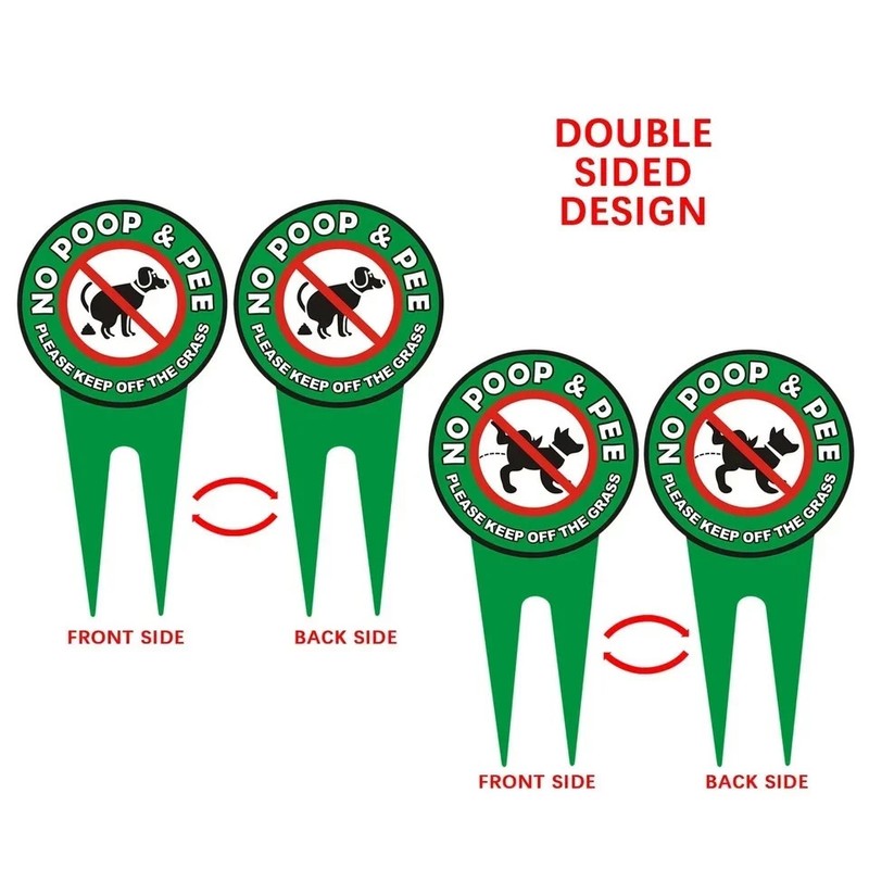 2 PCS No Dog Poop Signs for Yard, 12 x 6 inch Double Sided PLEASE KEEP OFF THE gallery