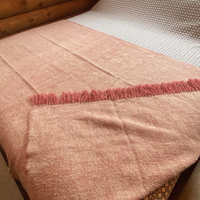 NEEM Handmade 100% Wool Dusty Rose Bed Runner Textile 86×41 Loomed Throw Blanket