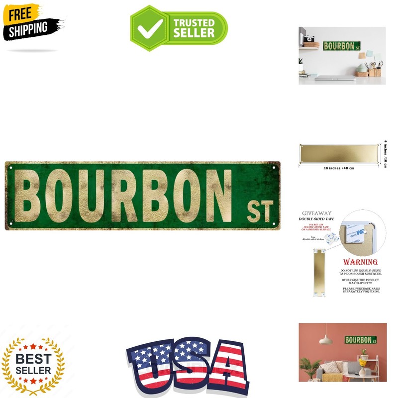 Bar Art Wall Decor Bourbon Decor Bourbon Street Sign Vintage Bourbon St Stree…