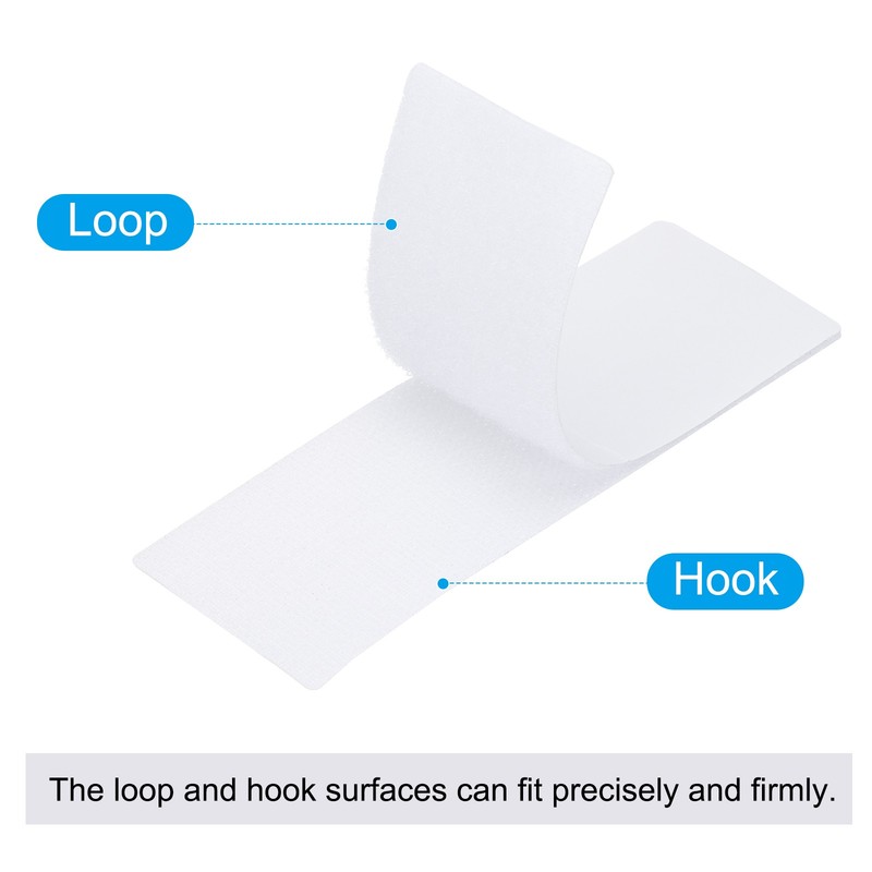 1x3.9 Inches Hook and Loop Dots 16 Sets Rectangle Self Adhesive Tape White gallery