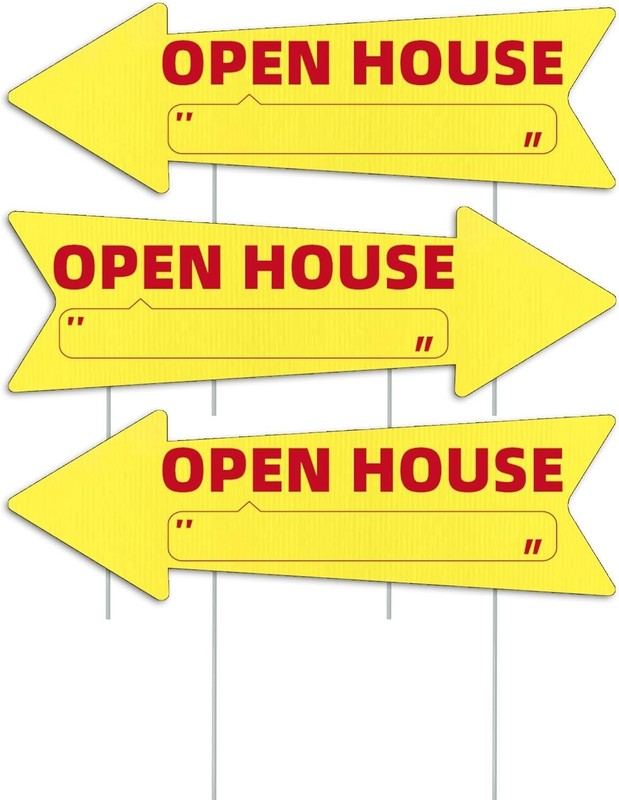 Open House Yellow Arrow Yard Signs with Stakes-16 x 5 in Double Sided Open Ho…