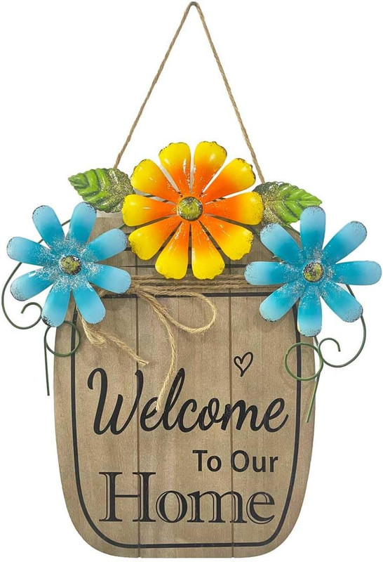 Hanging Welcome Sign for Front Door Sign Welcome to Our Home Front Door Wooden H gallery