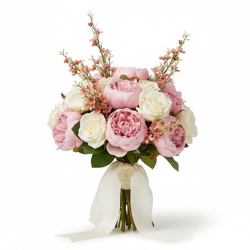 Two Tone Pink Dogwood Stems Ombre Wax Flower Faux Floral Pink Decor 24 Inch gallery