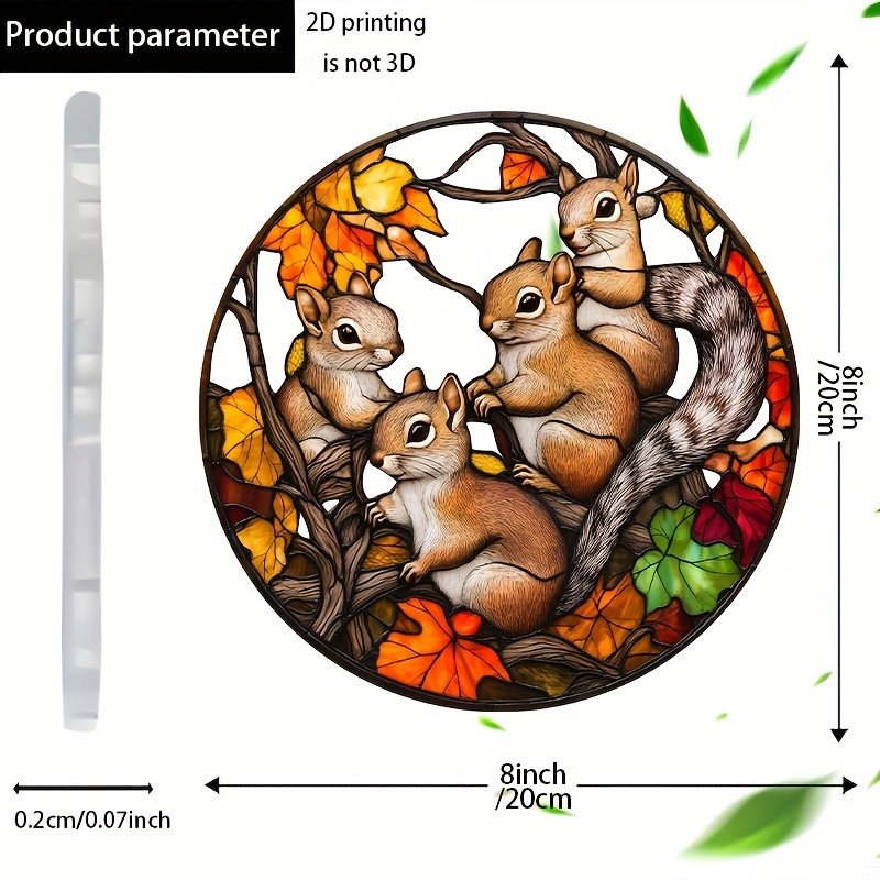 Colorful Squirrel Family Acrylic Suncatcher Window Hanging Wall Decor Sign gallery
