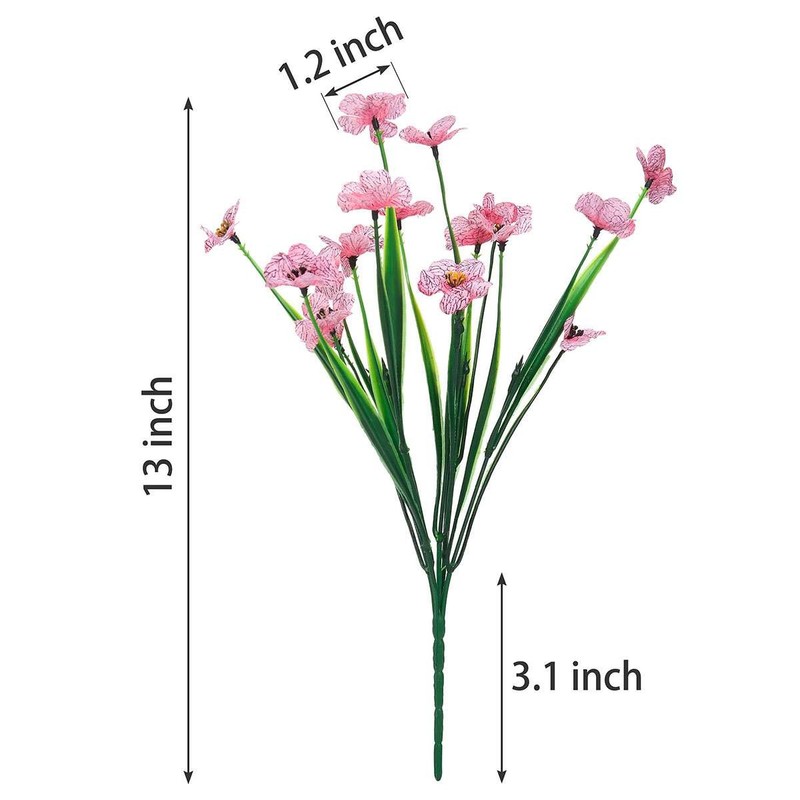 2-8 Bundles Artificial Flowers UV Resistant Plastic Plant Silk Flower Outdoor US gallery