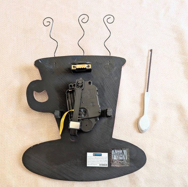 Allen Designs Whimsical Wall Clock Coffee Cup w/ Pendulum Cozy Cafe Kitchen gallery