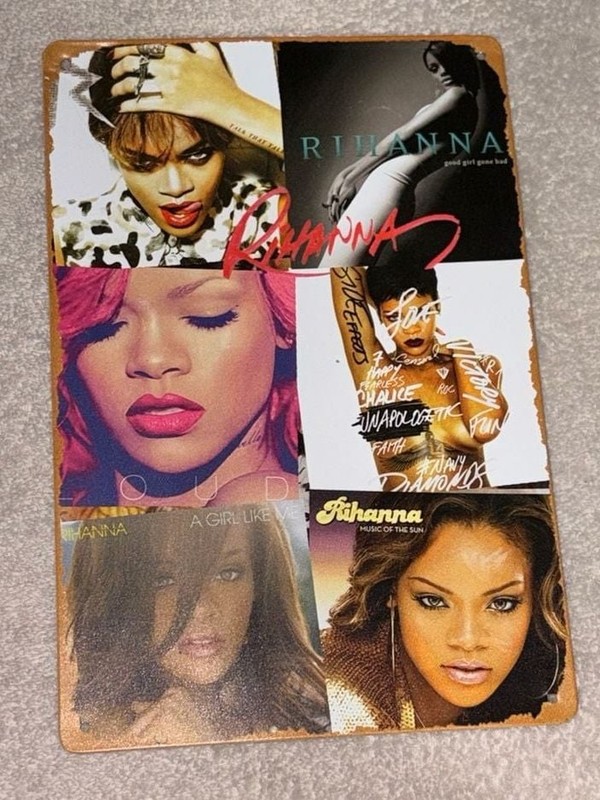 Rihanna Discography Collage Metal Wall Sign Tin Poster