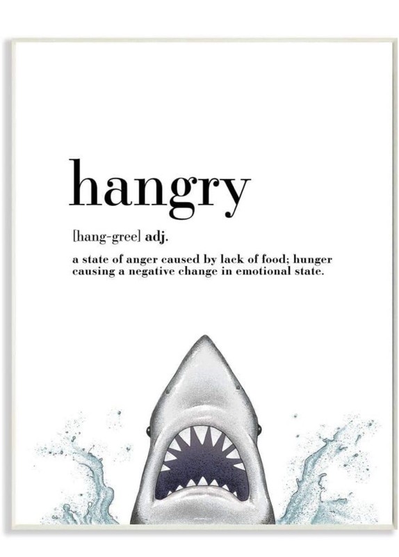 Stupell Industries Wall Plaque Hangry Definition Shark Animal Drawing Word 10×15