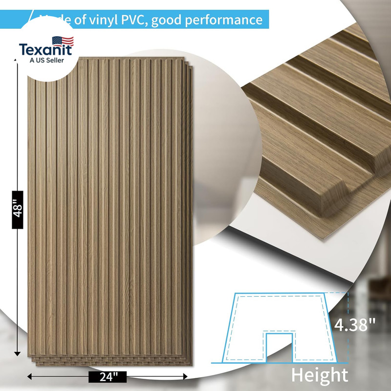 6-Pack Slat Design 3D Wall Panels for Interior Wall Decor, 2X4 FT PVC Decorative gallery