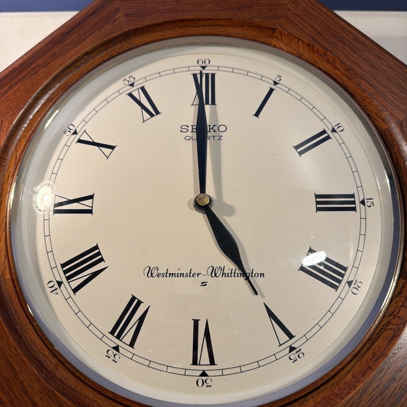 SEIKO TRADITIONAL WOOD SCHOOLHOUSE WALL CLOCK w/ Chime & Pendulum QXH102BC