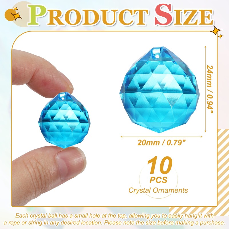 10 Pack 24mm / 0.94Inch Crystal Ball Prisms, Lake Blue gallery