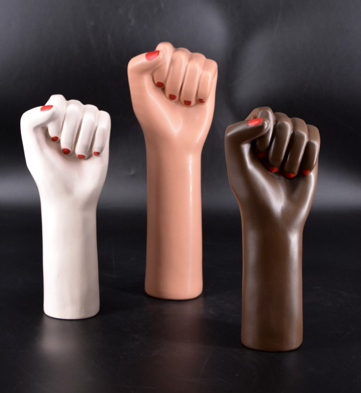 DOIY Girl Power FIST VASES Set of 3 Ceramic Painted Nails Feminist