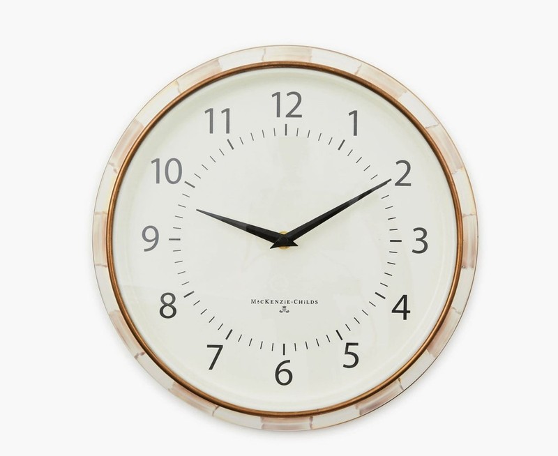 Mackenzie-Childs Mocha Check School Wall Clock Brand New Beautiful gallery
