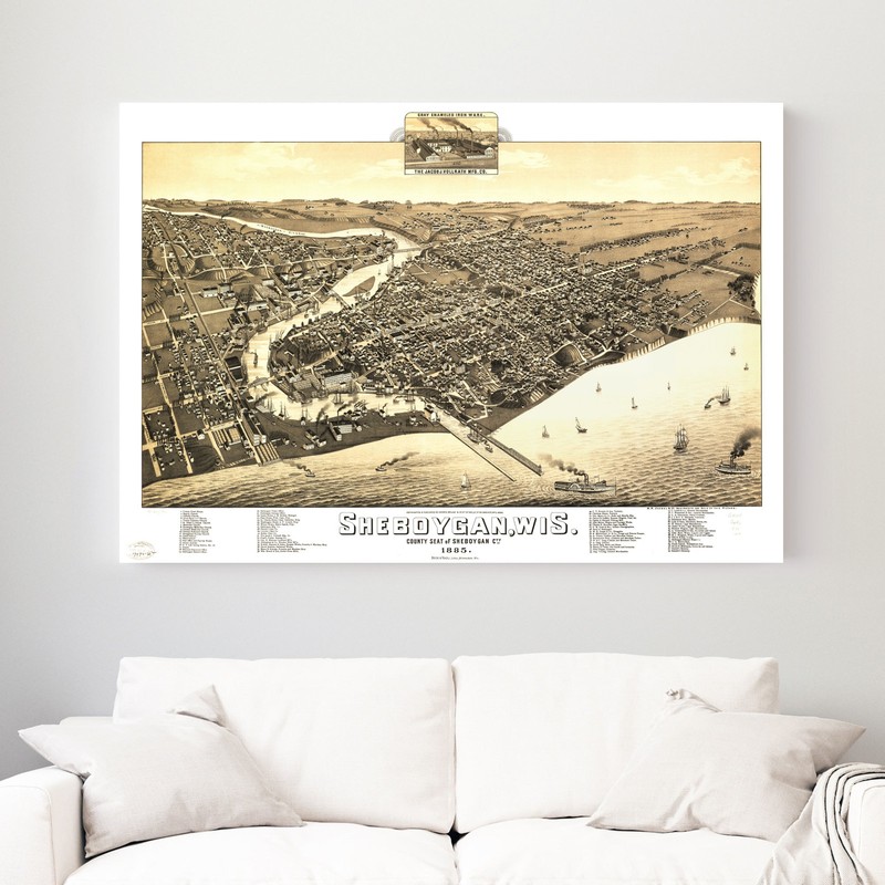 Old Map of Sheboygan, WI 1885 - Vintage Sheboygan Wisconsin gallery