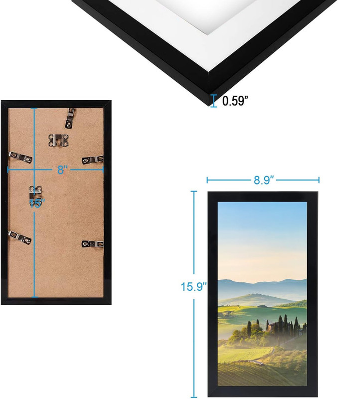 8X15 Black Picture Frames, Photos Frame with Plexiglass, Wall Gallery Photo Fram gallery