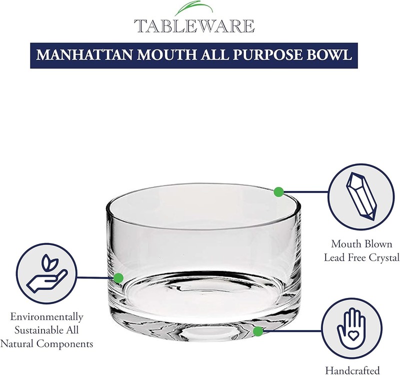 Badash Manhattan Mouth Blown Glass Nappy All Purpose Bowl 5.5 x 3 Clear gallery