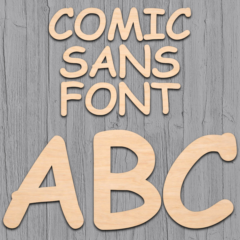 Comic Sans Font Wood Letters Numbers Cutout Unfinished Laser Cut 3mm Craft 14"