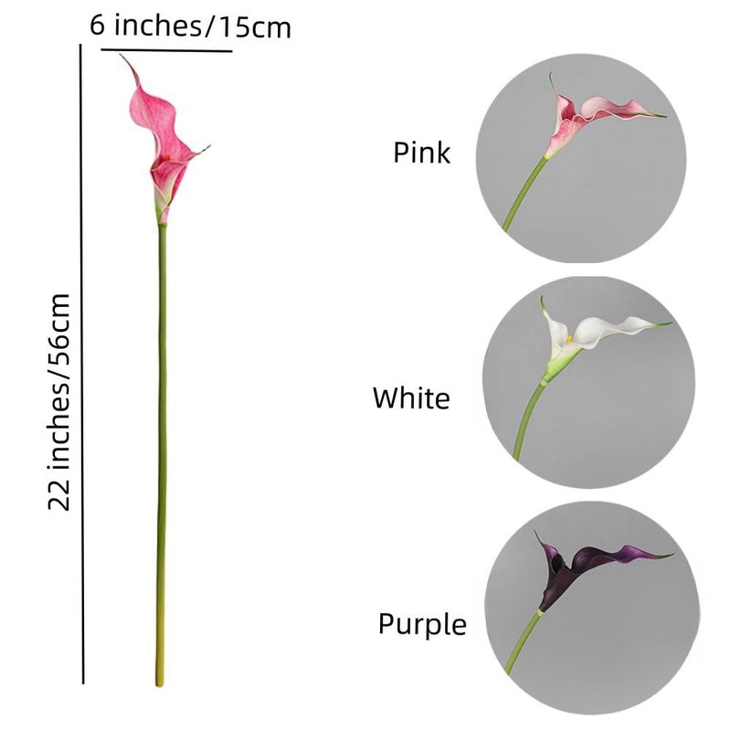 6 Pieces Calla Lily Artificial Flowers,Real Touch Latex Flowers,Long Stem Art... gallery
