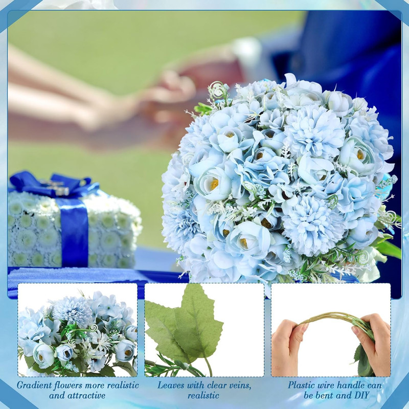 24 Bundles Blue Peonies & Roses Faux Flowers for Wedding & Home Decor gallery