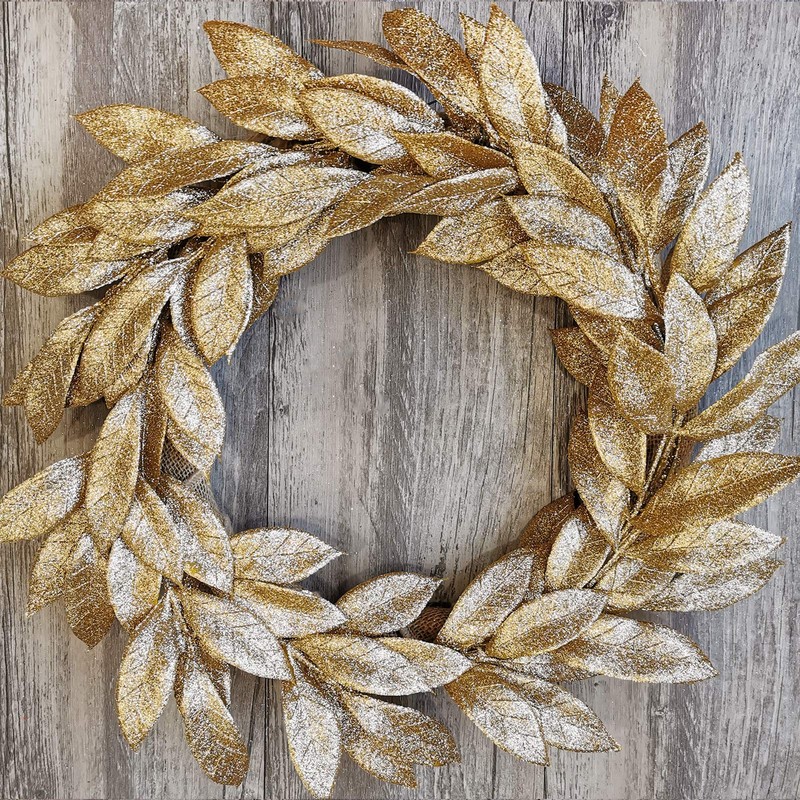 40 PCS 12 Inch Tall Gold Glittered Artificial Leaf Spray Picks Vase Bouquet gallery