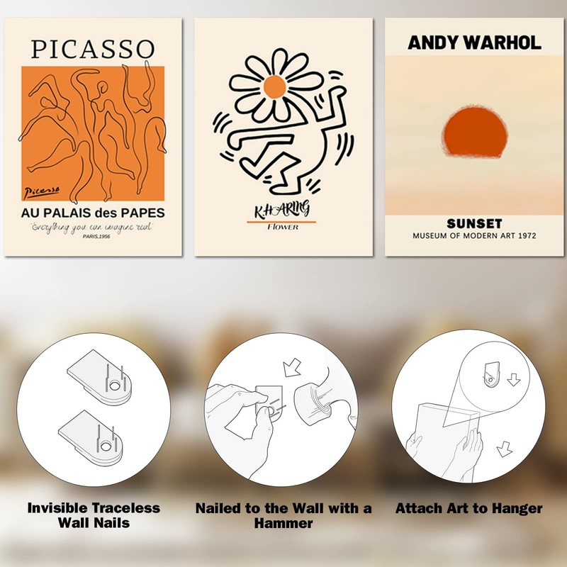 Abstract Wall Art Prints Set of 3, Framed Canvas Wall Art Geometric Line Suns... gallery