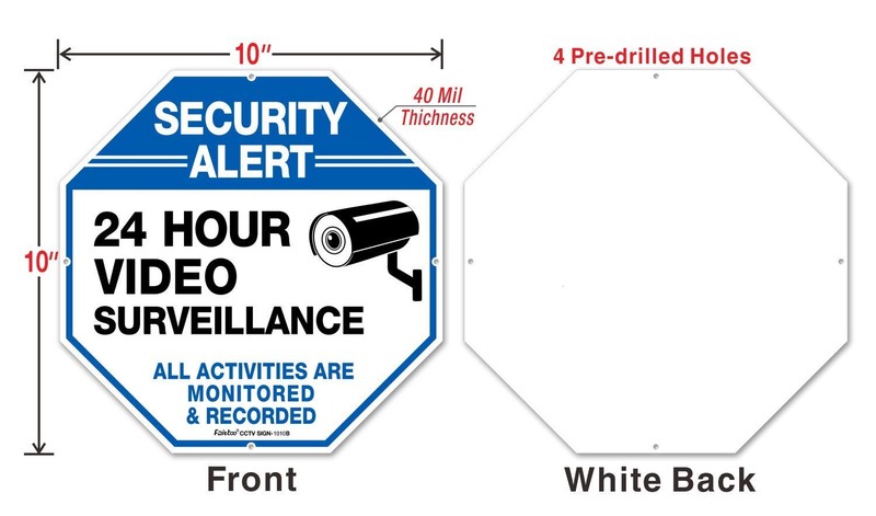 (4 Pack)"Security Alert - 24 Hour Video Surveillance, All Activities Monitore... gallery