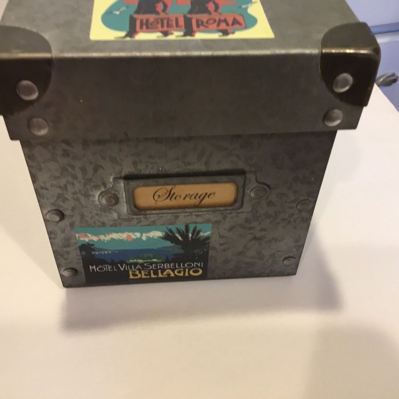 2 Metal Travel Stickers Decorated Storage Boxes 11 X 8 x 5 And 10 x 5 X 6 Inches gallery