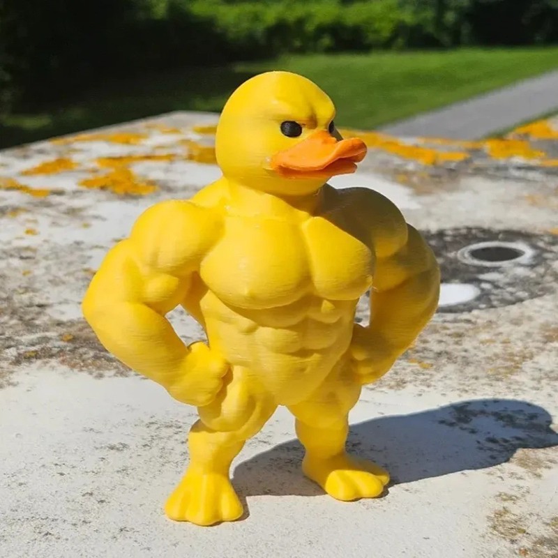 Muscle Duck Statue 3D Desktop Decor Cute Bookshelf Figurine Indoor Outdoor