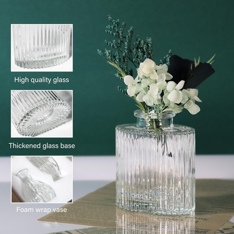 Glass Bud Vases Set of 4, 4 Sizes of Small Flower Vase for Party or Home Table D gallery
