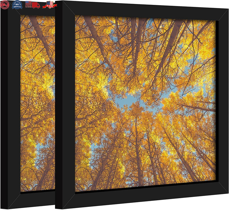 8×8 Picture Frame in Black Set of 2 Display Pictures 8”x8” Wall Mounting Fram