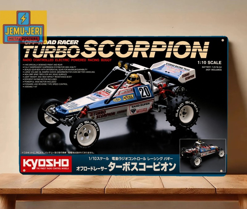 Kyosho Turbo Scorpion RC Buggy Box Art Metal Tin Sign Poster 20x30cm
