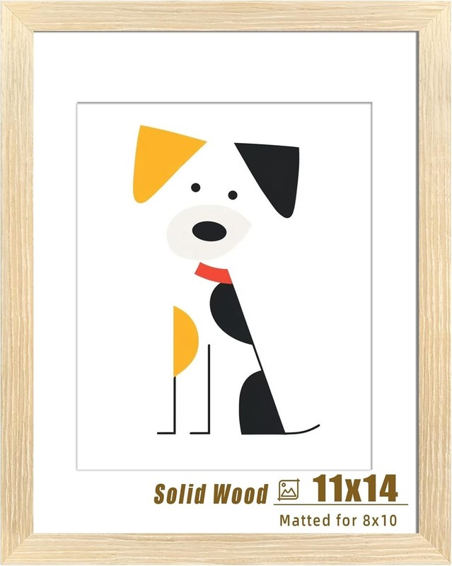 11×14 Solid Wood Picture Frame – Natural Wall Photo Frame for 8×10 or 11×14