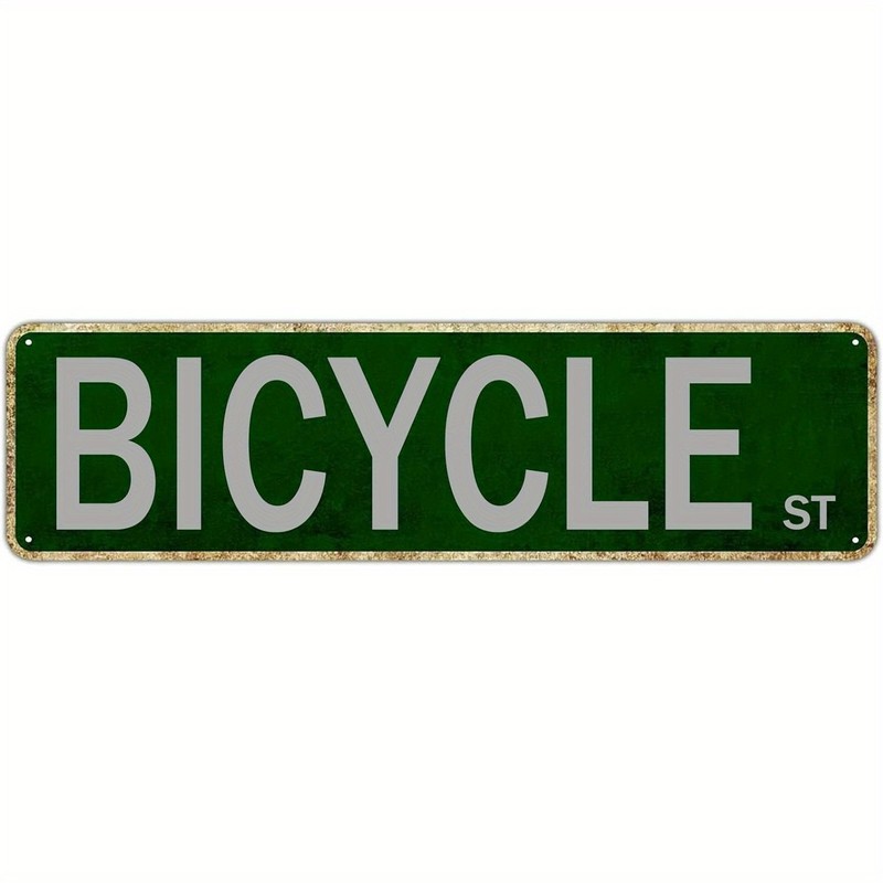 Vintage Bicycle Sign Aluminum Street Sign 18×4 Funny Road Decor