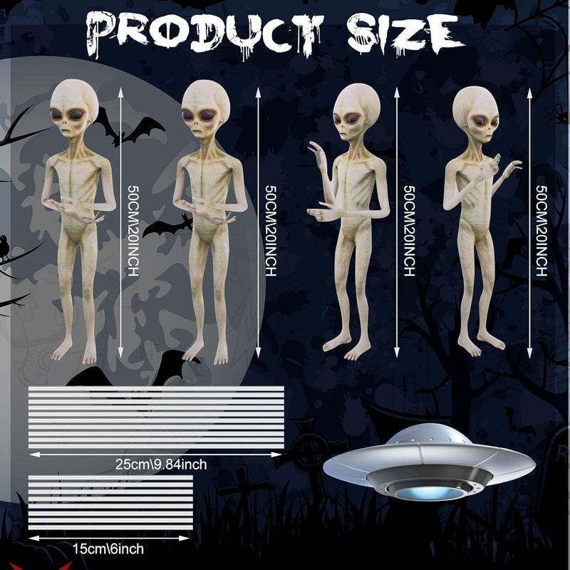 5 Pieces Halloween Yard Sign Full Body Large Alien Outdoor UFO Scary Decorati... gallery