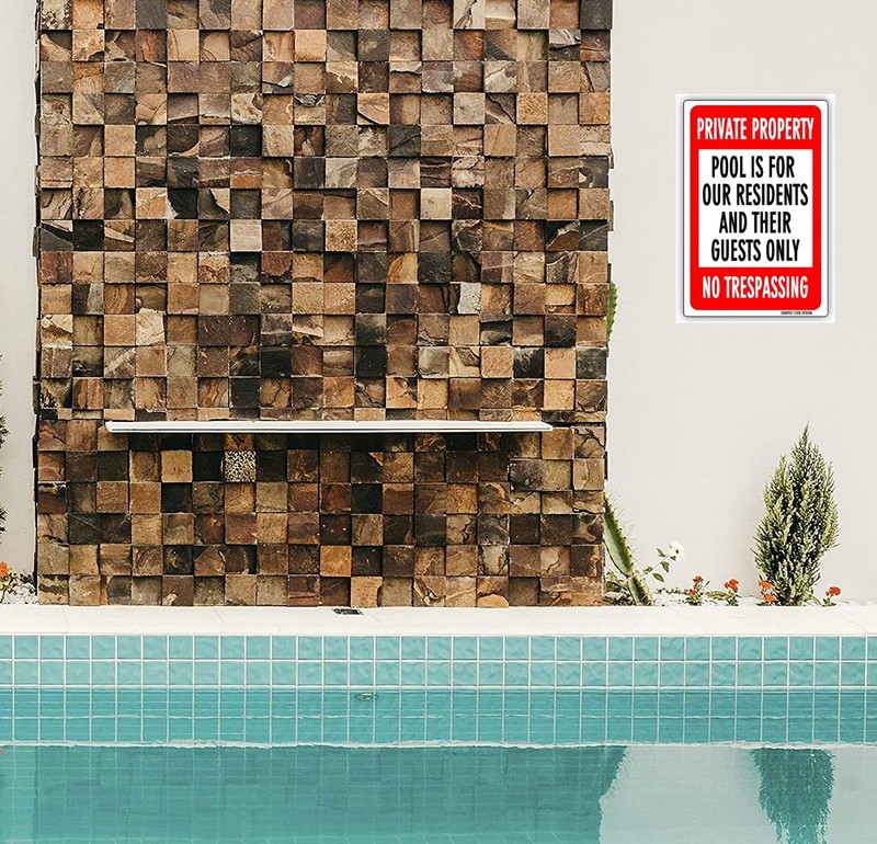 Aluminum No Lifeguard Pool Sign 12"x8", Fade Resistant for Indoor/Outdoor Use gallery