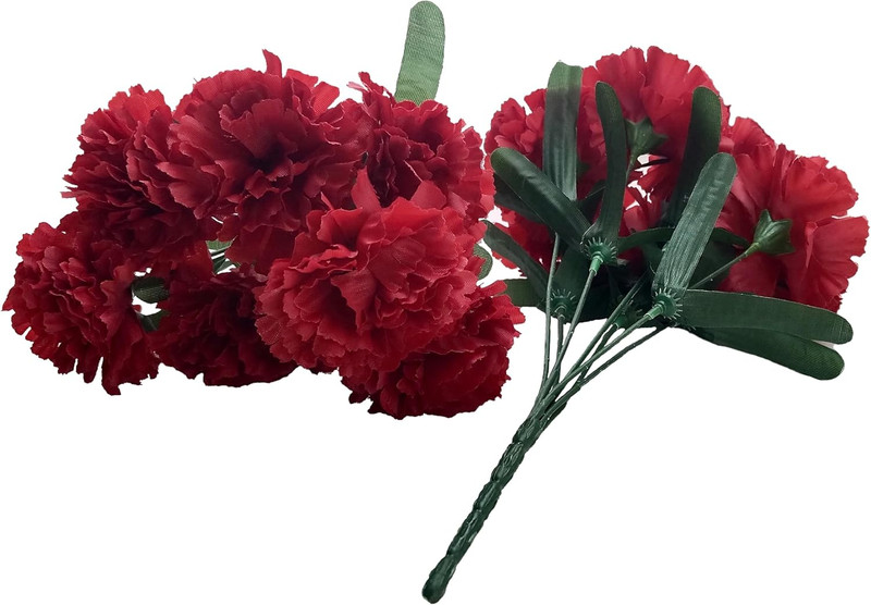6 Patriotic Artificial Carnations Bushes. 42 Heads/Stems. Red White and Blue Flo gallery