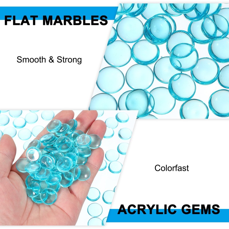 500G(1.1LB) Mini Acrylic Flat Marbles 15mm Vase Fillers Gems Decor Blue gallery