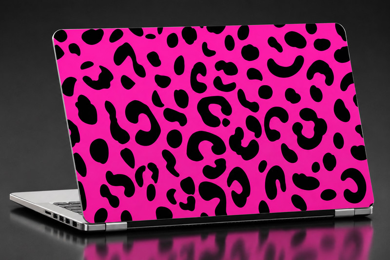 Hot Pink & Black Leopard Print 17-inch Laptop Skin Vinyl Sticker Decal Wrap
