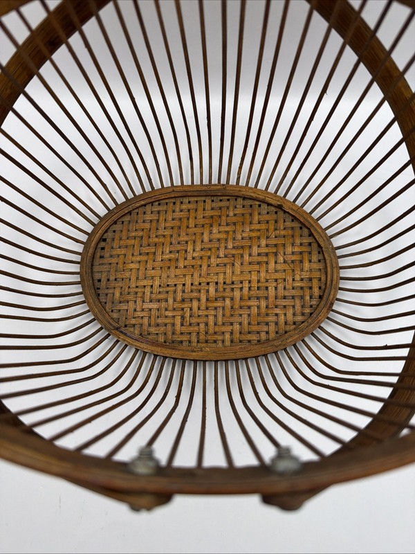 Vintage Handcrafted Japanese Hanakogo Bamboo Flower Basket Rattan Boho Decor gallery