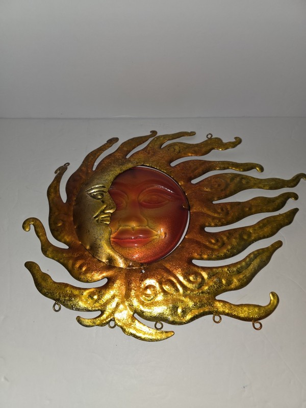 Sun- Moon – Metal Wall Art – Yellow & Orange 14 X 10 Beautiful