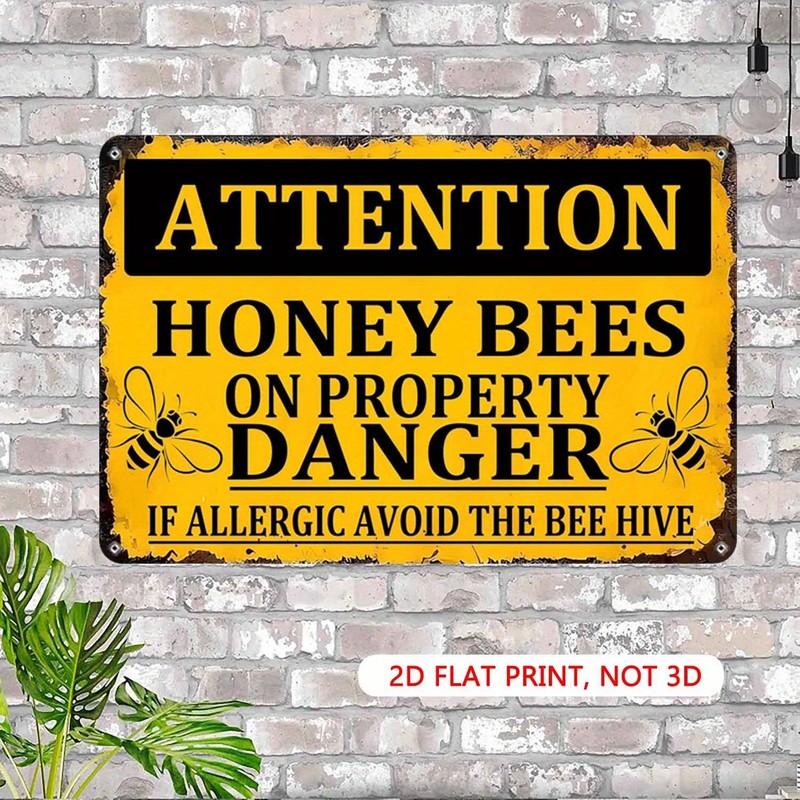 Honey Bees On Property Metal Sign Bee Hive Warning Outdoor Yard Decoration Gift gallery