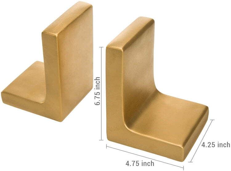 Modern Decorative Industrial Heavy Gold Concrete Bookends, Set of 2 gallery